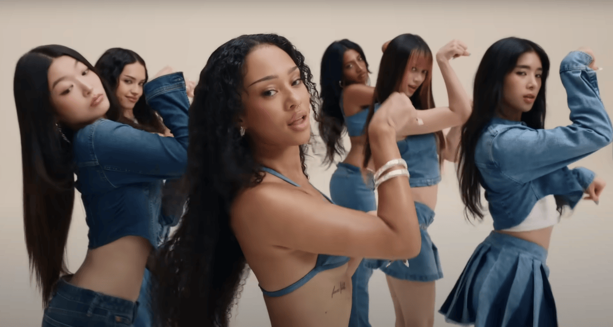 The global girl group Katseye dances to the song 'Milkshake' in Gap's "Better in Denim" campaigbn
